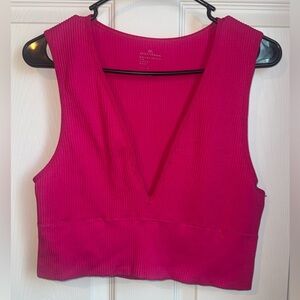 Women's Deep V Ribbed Crop Tank Top !